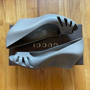 Gucci Jelly Wedge Sandals, Gray, size US 10/ EU 40